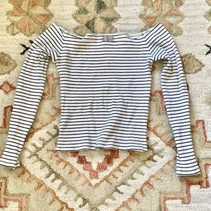 ASOS striped off shoulder crop top size 6